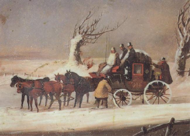 Henry Alken Jnr The Bath To London Royalmail Coach in the snow oil painting picture